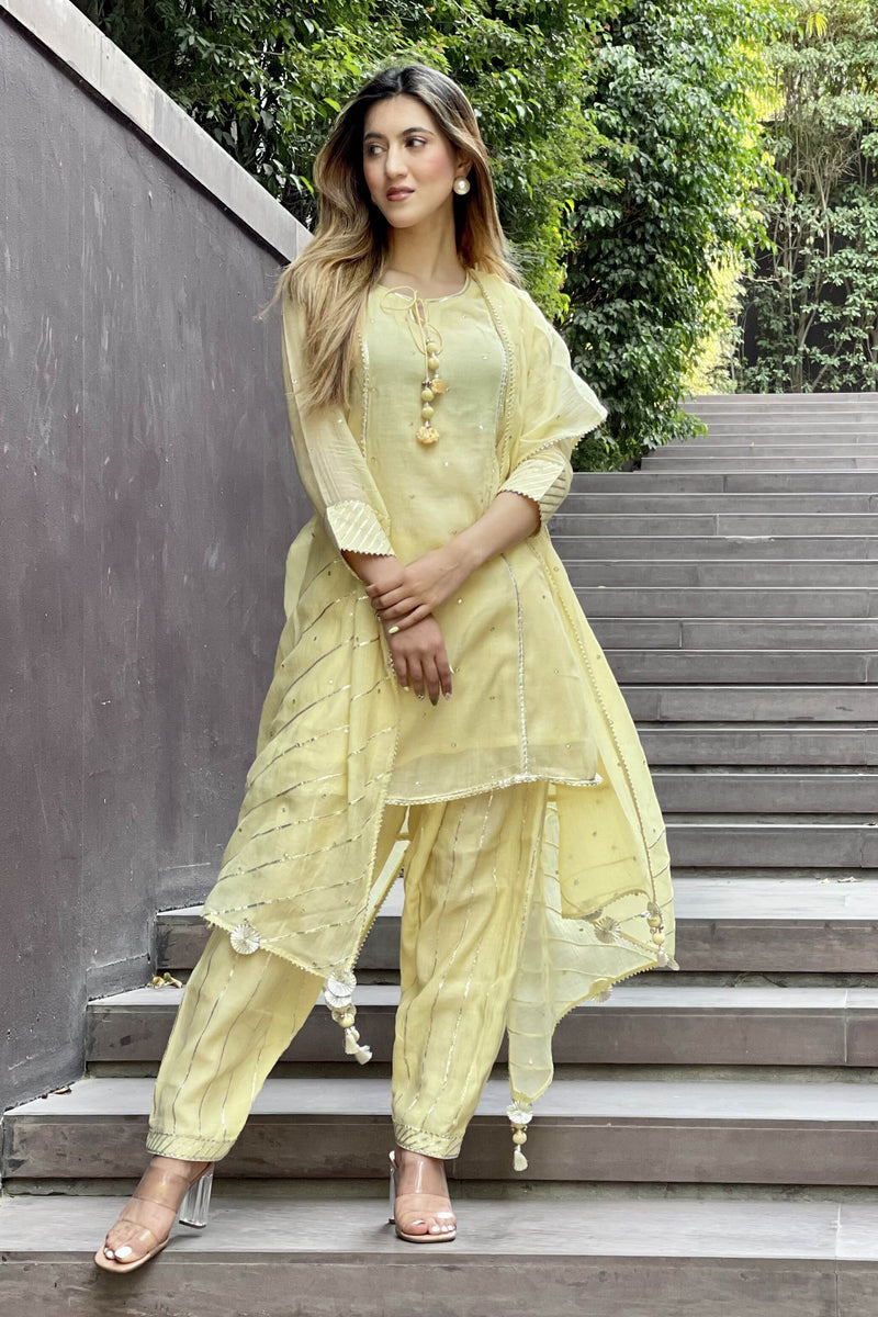 Tanisha Puri in Noor Yellow Kali Kurta Salwar Set – Shrutkirti